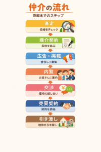 仲介の流れを説明するイメージ